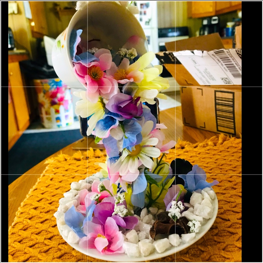 Flowers floating tea cup